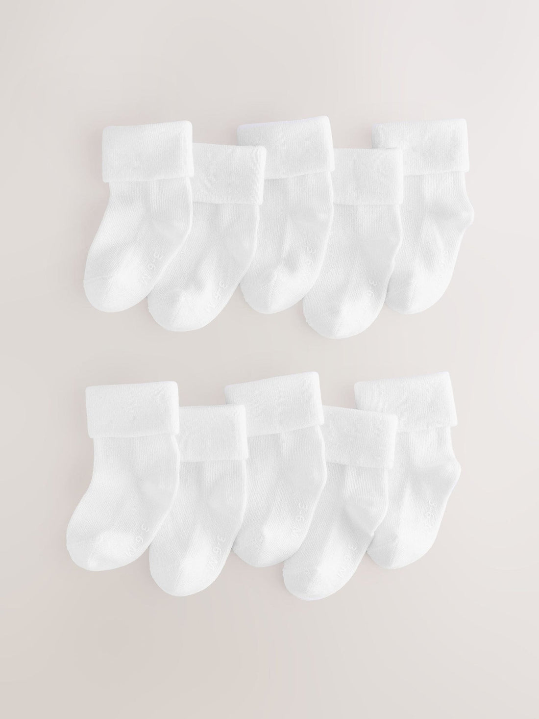 White Roll Top Baby Socks 10 Pack (0mths-2yrs)