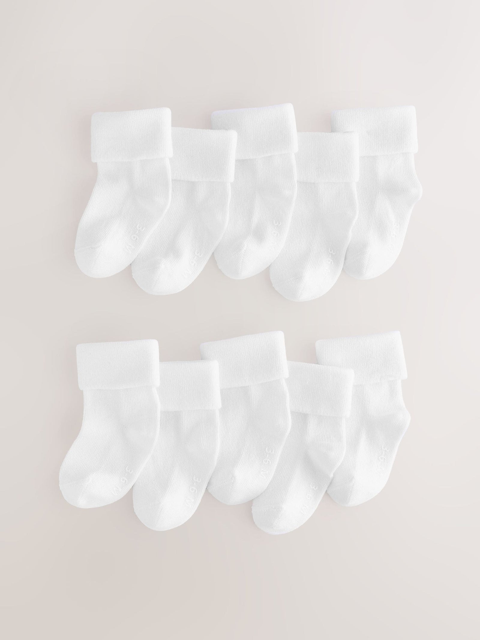 White Roll Top Baby Socks 10 Pack (0mths-2yrs)