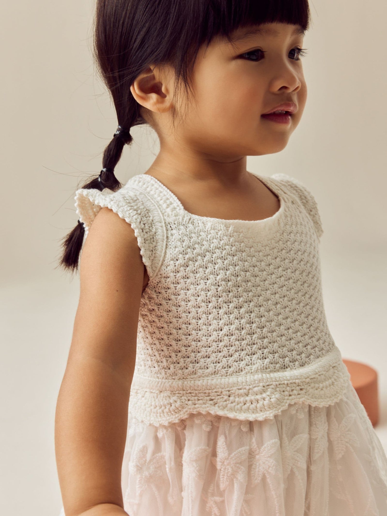 Ecru White Occasion Knit Dress (3mths-10yrs)