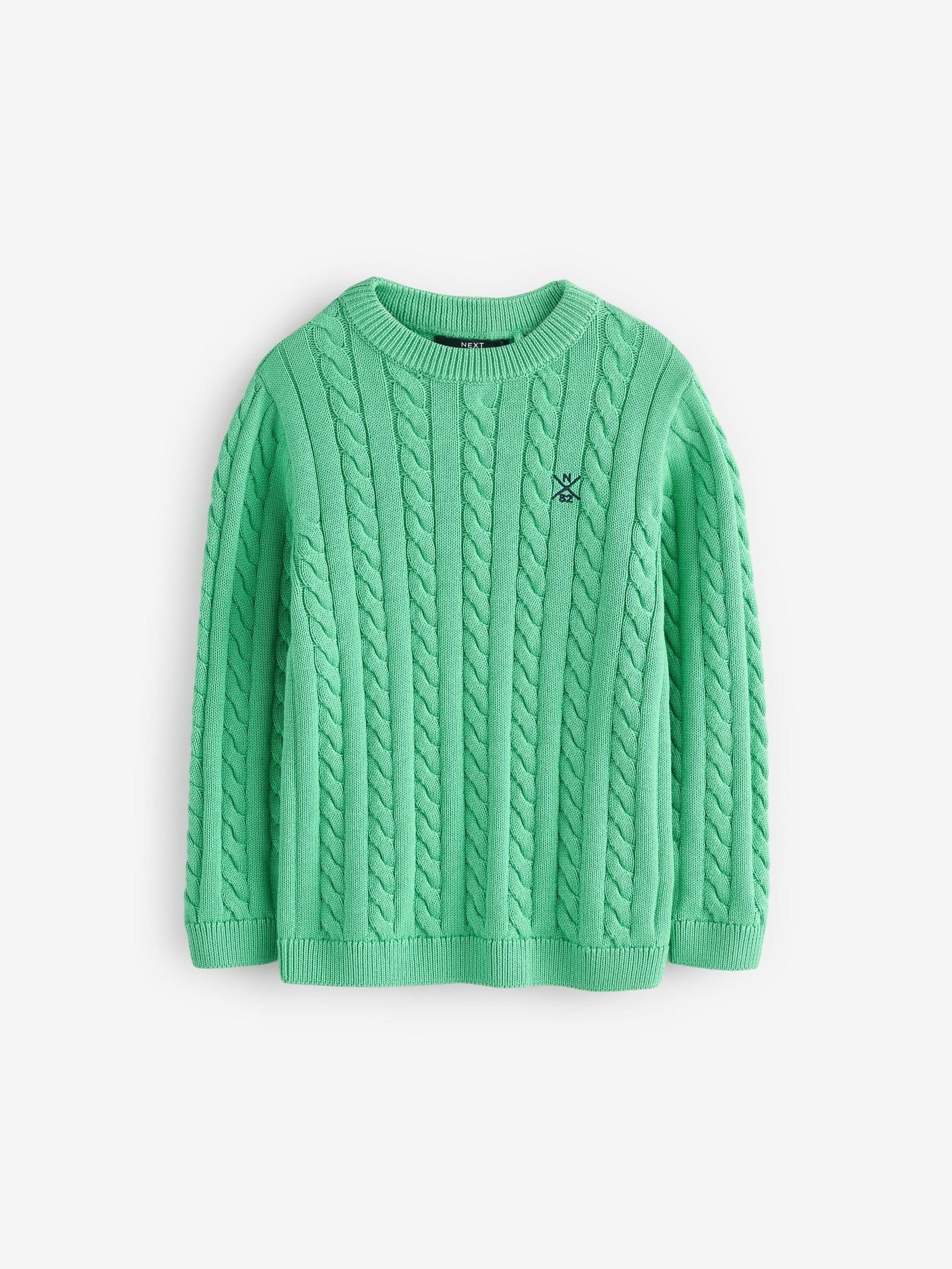 Green Cable Knit Crew Neck Jumper (3-16yrs)