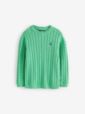 Green Cable Knit Crew Neck Jumper (3-16yrs)