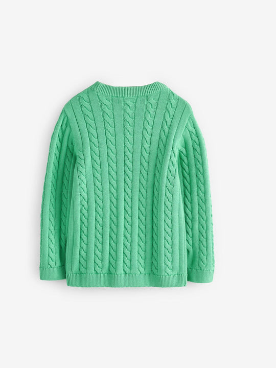 Green Cable Knit Crew Neck Jumper (3-16yrs)