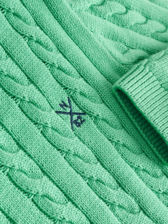 Green Cable Knit Crew Neck Jumper (3-16yrs)