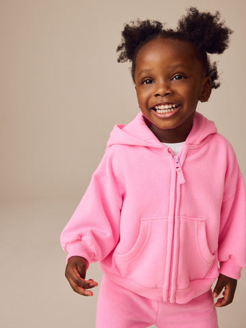Bright Pink Zip Through Hoodie (3mths-7yrs)