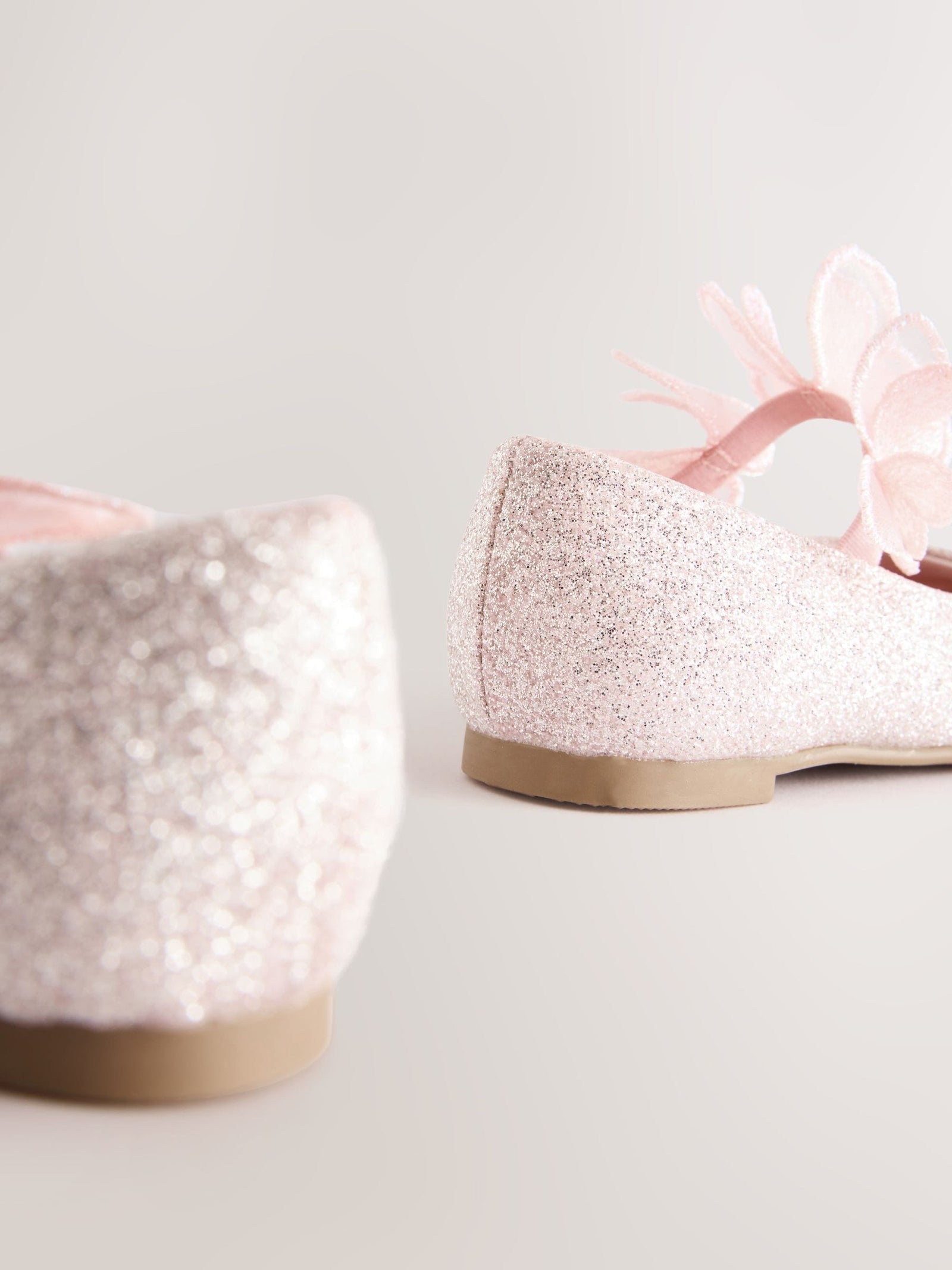 Pink Glitter Butterfly Strap Occasion Shoes