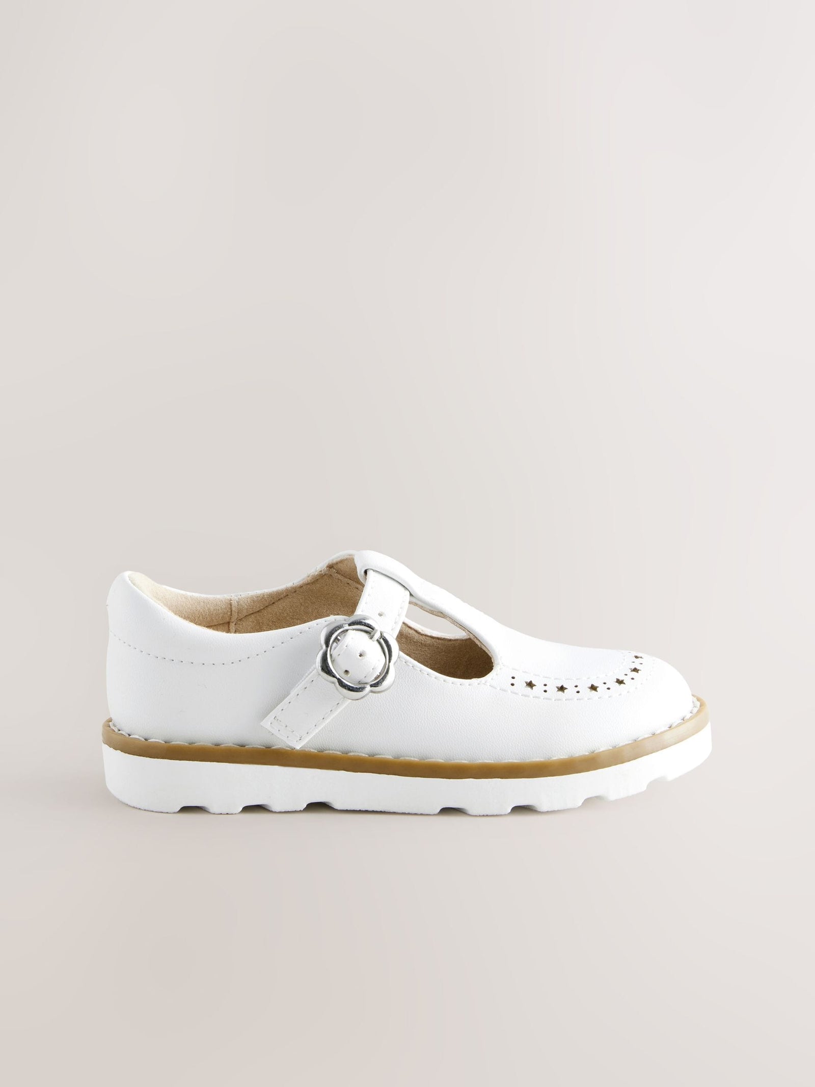 White Standard Fit (F) T-Bar Shoes