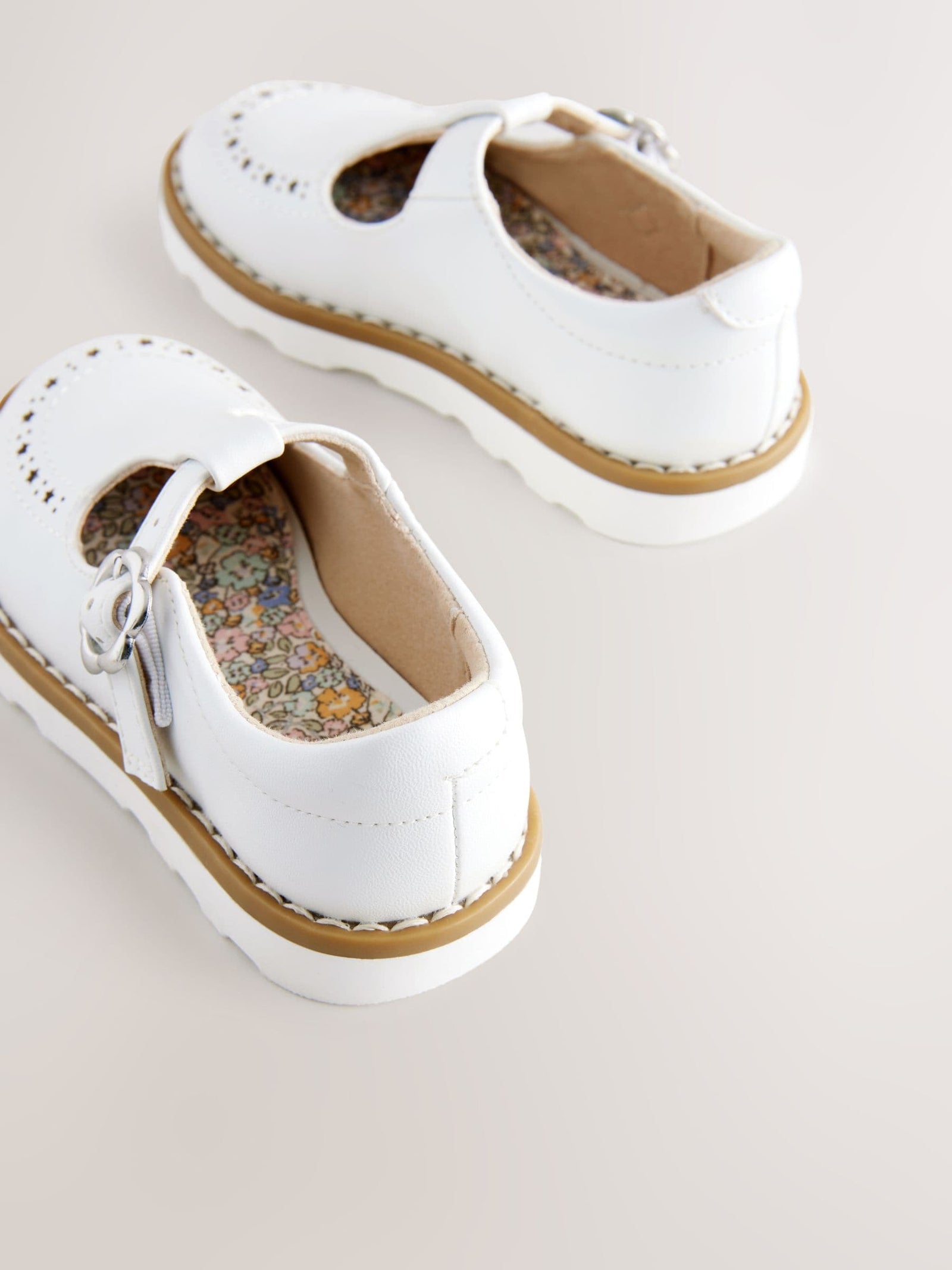 White Standard Fit (F) T-Bar Shoes
