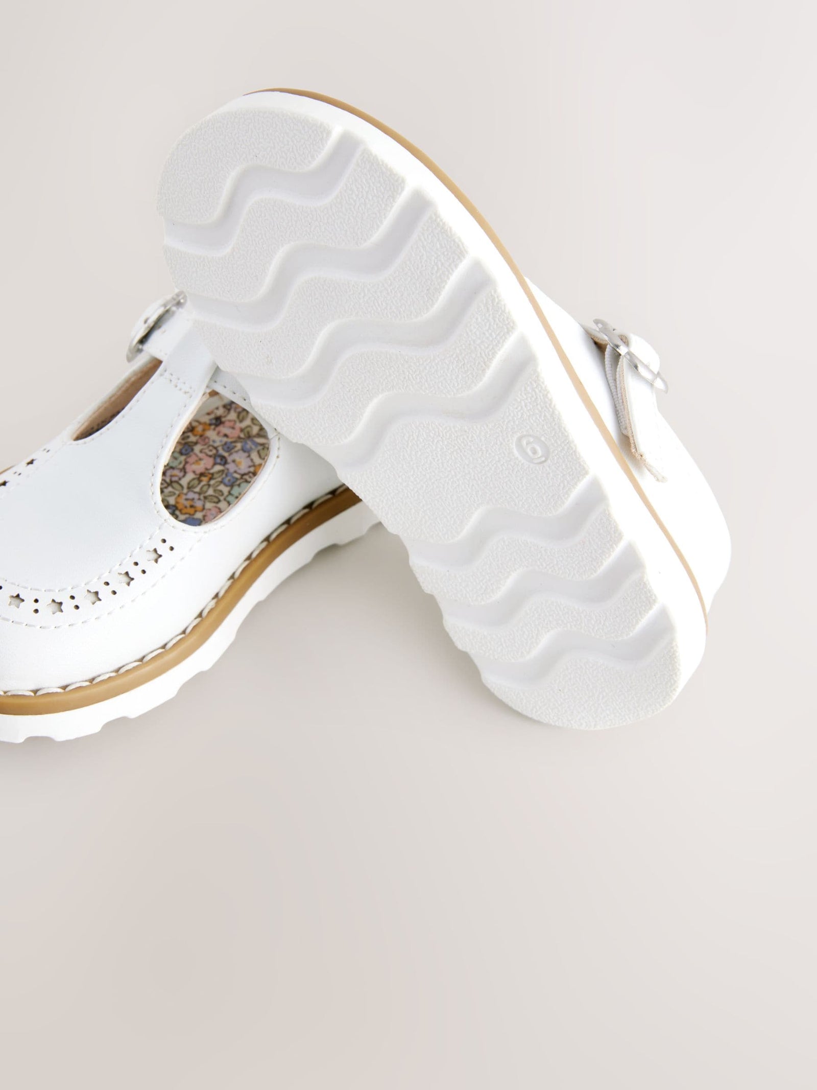 White Standard Fit (F) T-Bar Shoes