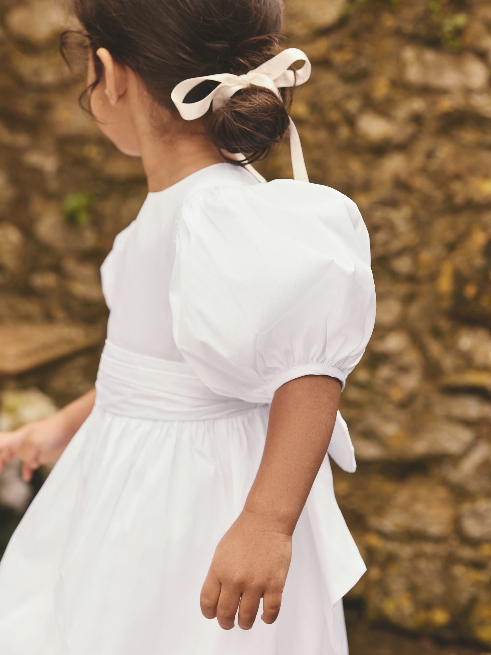 White Flower Girl Taffeta Bow Dress (3mths-8yrs)