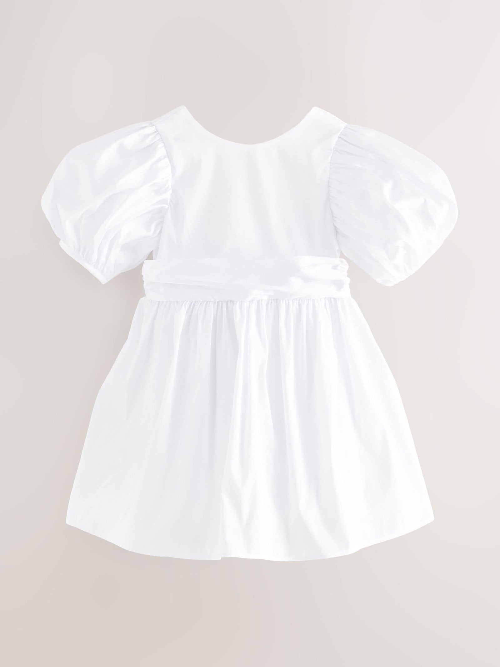 White Flower Girl Taffeta Bow Dress (3mths-8yrs)