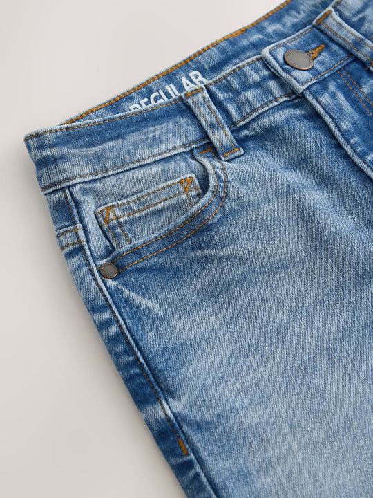Mid Blue Regular Fit Stretch Jeans (3-17yrs)