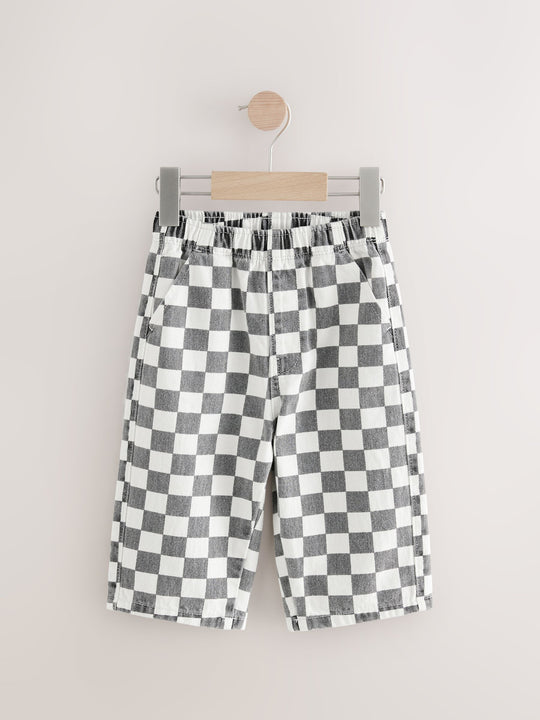 Black/White Checkerboard Pull On Wide Trousers (3mths-7yrs)