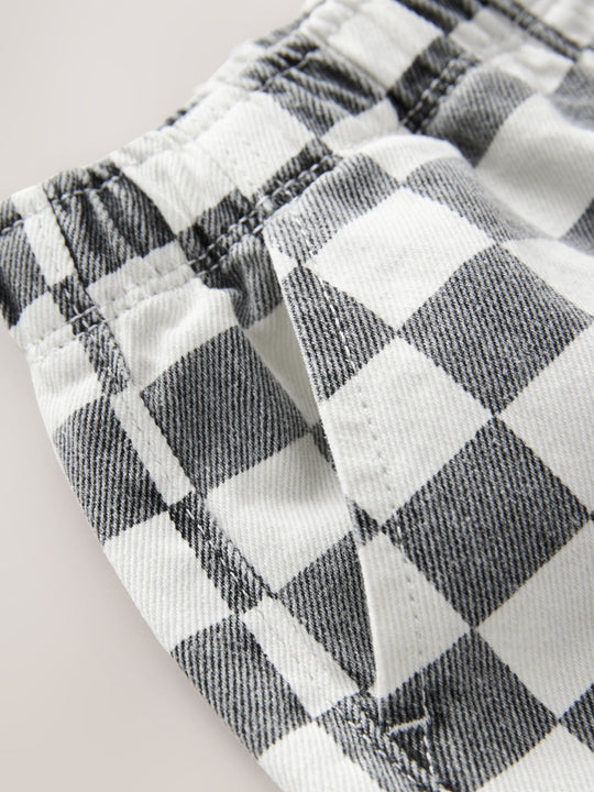 Black/White Checkerboard Pull On Wide Trousers (3mths-7yrs)