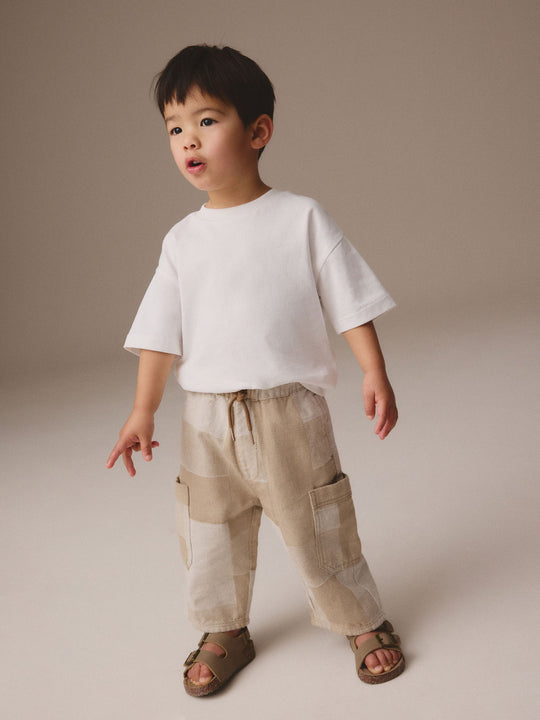 Stone Patchwork Wide Leg Pull On Cargo Jeans (3mths-7yrs)