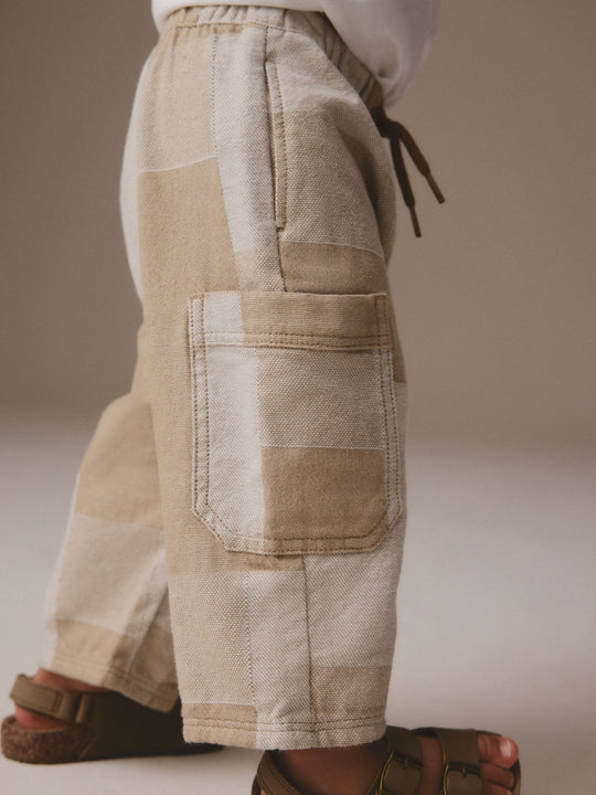 Stone Patchwork Wide Leg Pull On Cargo Jeans (3mths-7yrs)