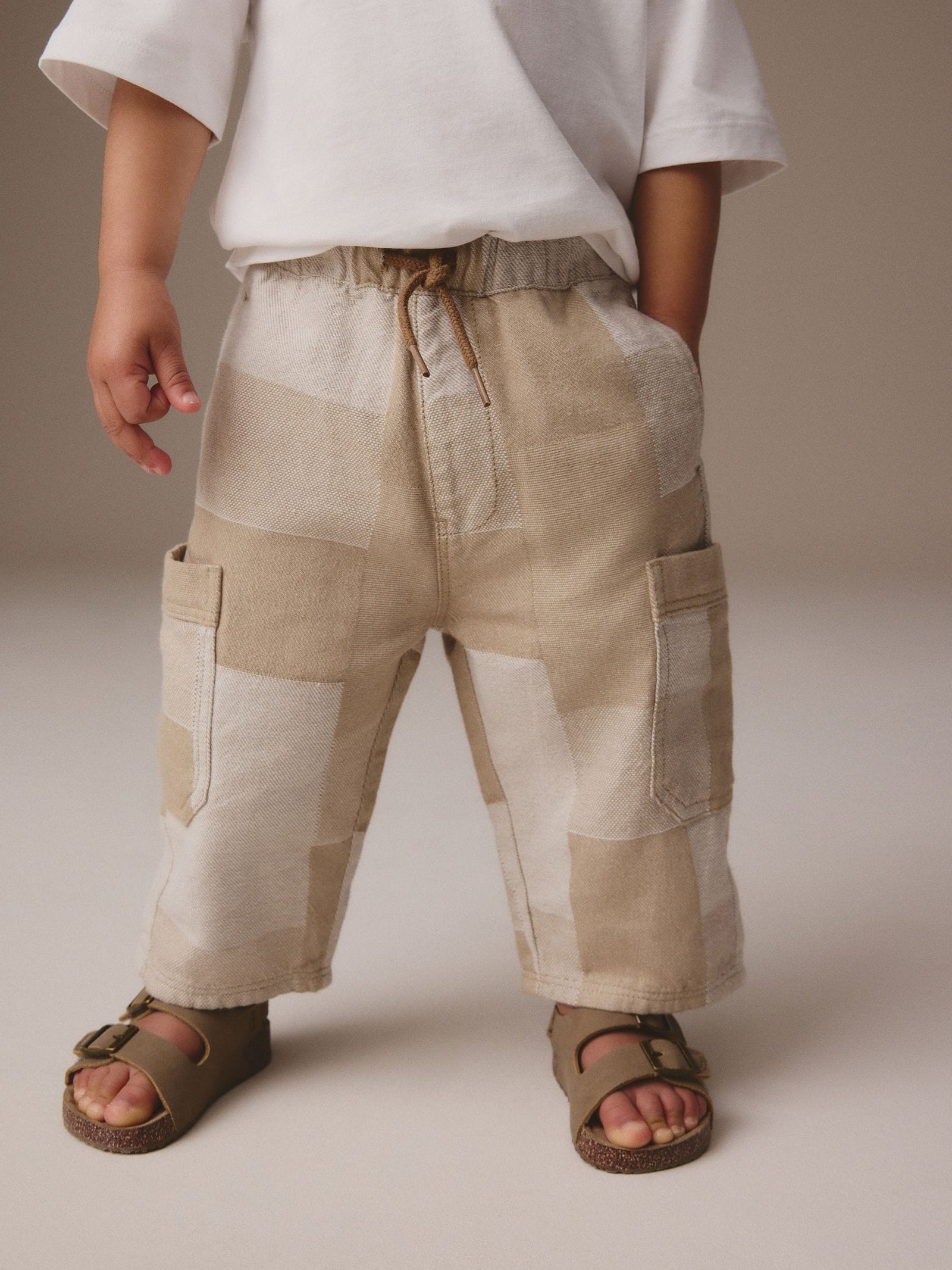 Stone Patchwork Wide Leg Pull On Cargo Jeans (3mths-7yrs)