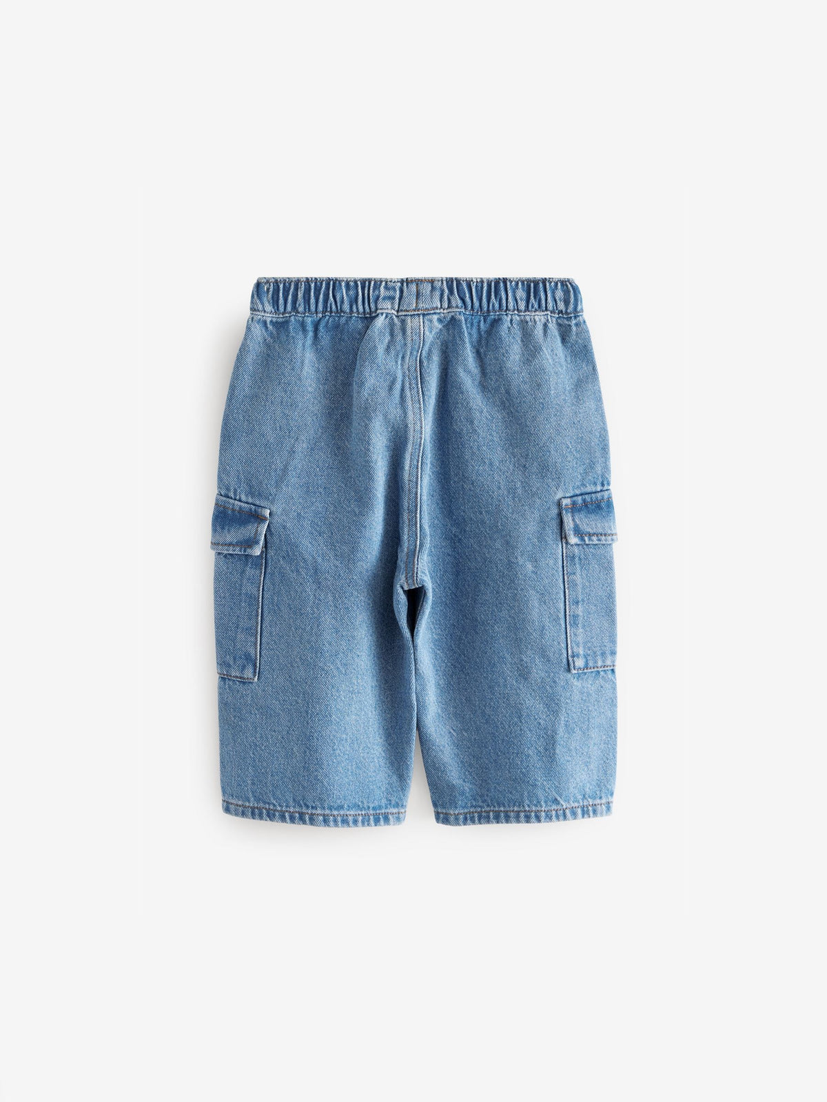 Mid Blue Denim Wide Leg Pull On Cargo Jeans (3mths-7yrs)
