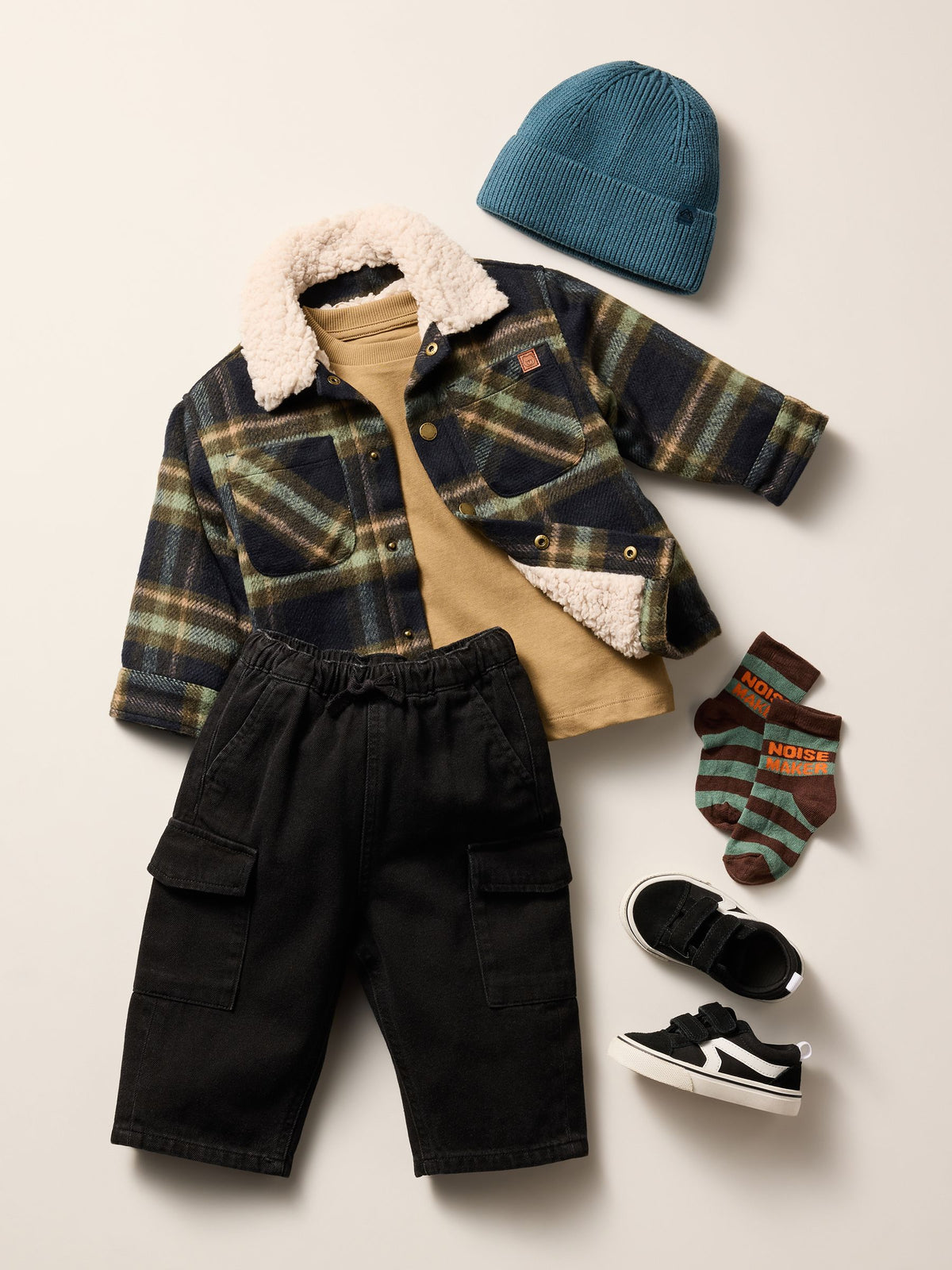 Black Denim Wide Leg Pull On Cargo Jeans (3mths-7yrs)