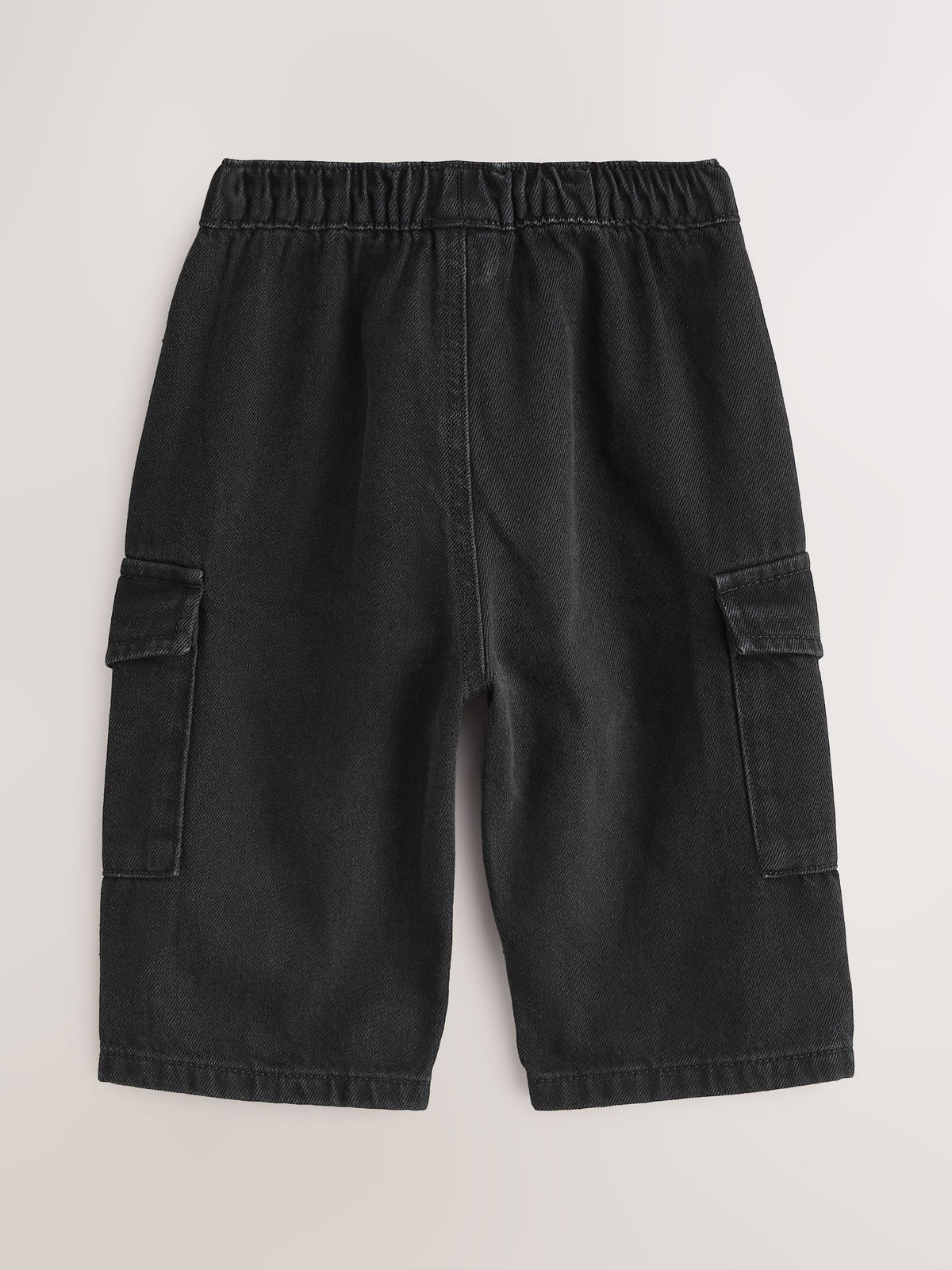 Black Denim Wide Leg Pull On Cargo Jeans (3mths-7yrs)