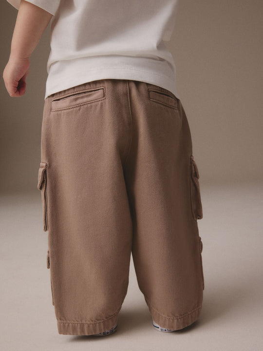 Tan Brown 100% Cotton Cargo Trouser Jeans (3mths-7yrs)