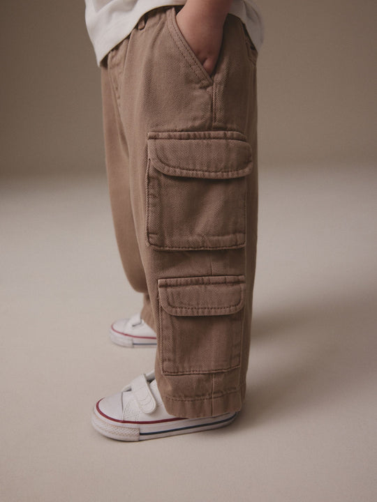 Tan Brown 100% Cotton Cargo Trouser Jeans (3mths-7yrs)