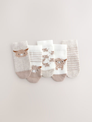 Neutral Hamish Baby Socks 5 Pack