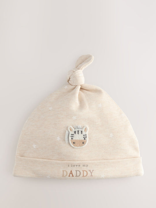 Neutral I Love My Mummy/Daddy Baby Tie Top Hats 2 Pack (0-12mths)