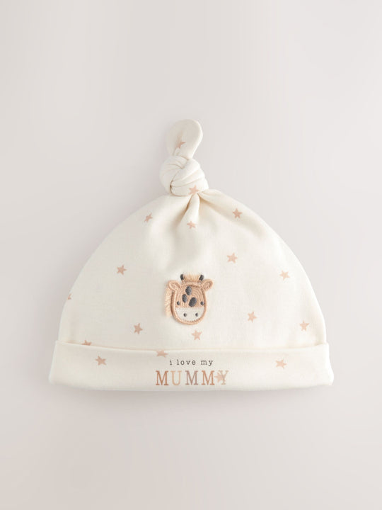 Neutral I Love My Mummy/Daddy Baby Tie Top Hats 2 Pack (0-12mths)