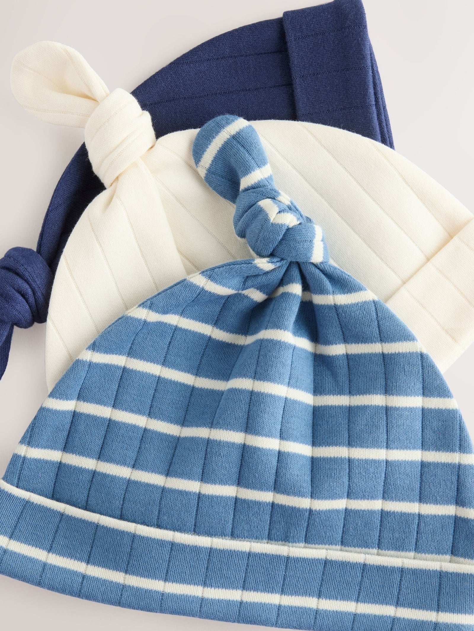 Blue Tie Top 100% Cotton Hats 3 Pack