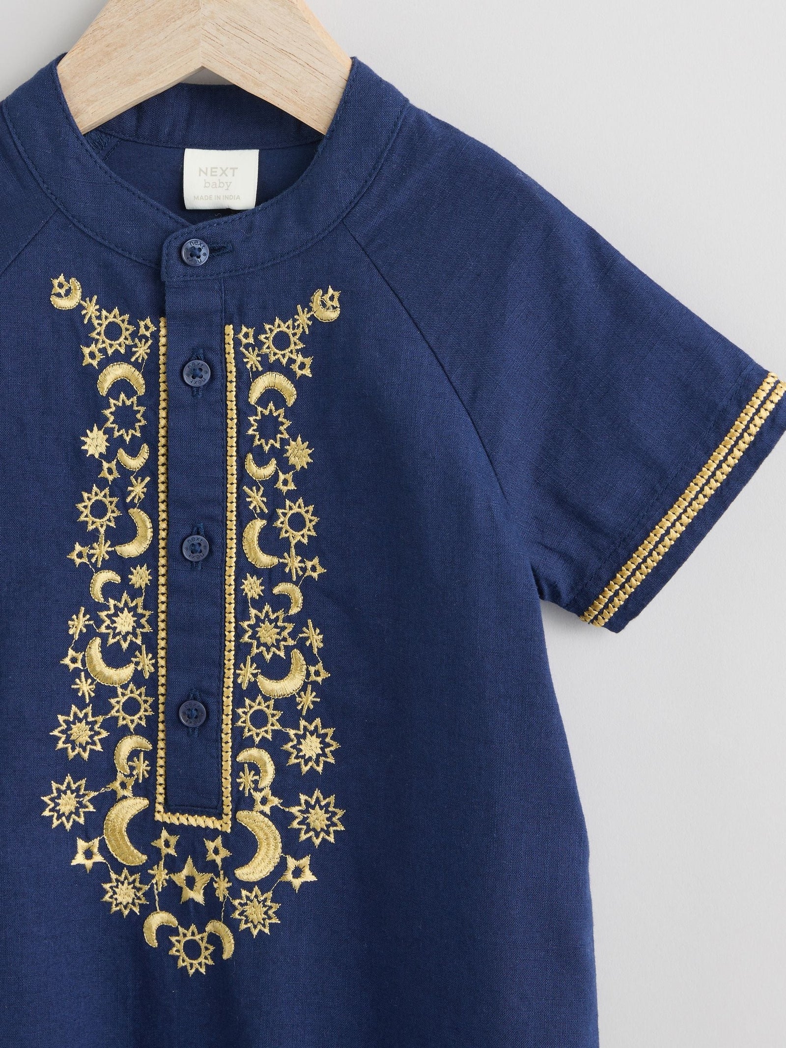 Navy Baby Occasion Romper (0mths-2yrs)