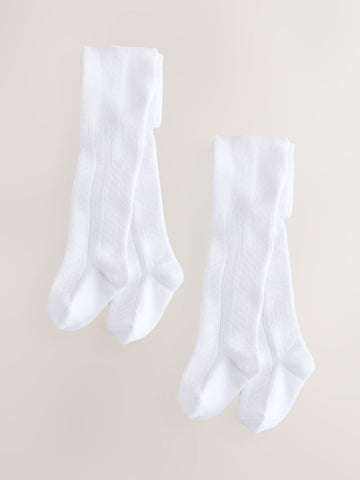 White Pelerine Baby Tights 2 Pack (0mths-2yrs)