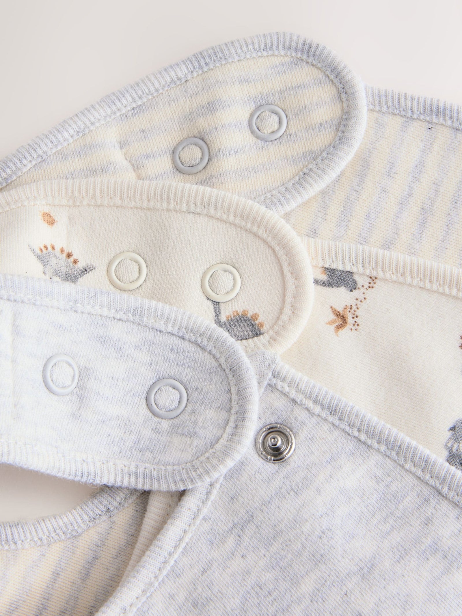 Grey Dinosaur Baby Bibs 3 Pack