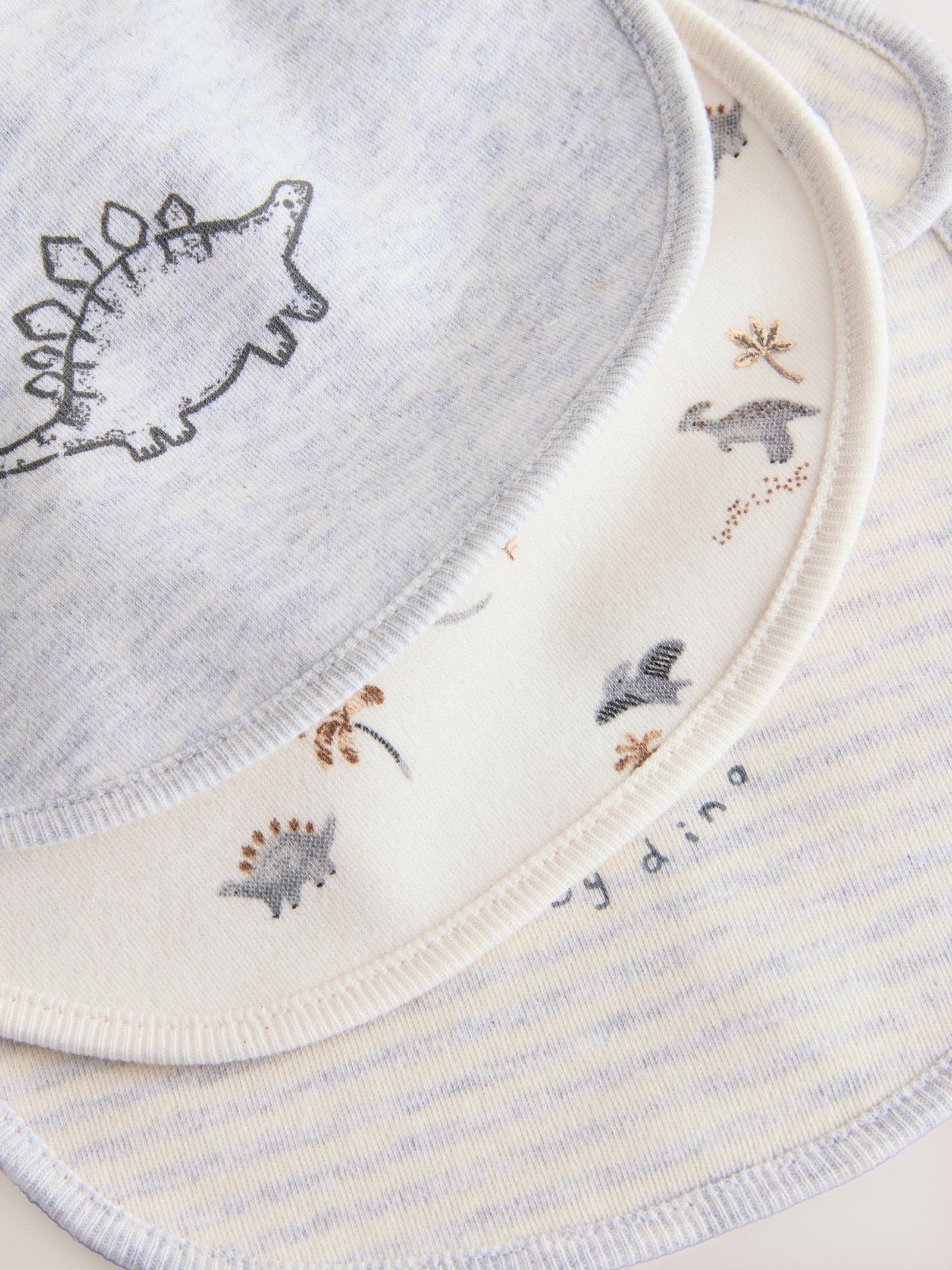 Grey Dinosaur Baby Bibs 3 Pack