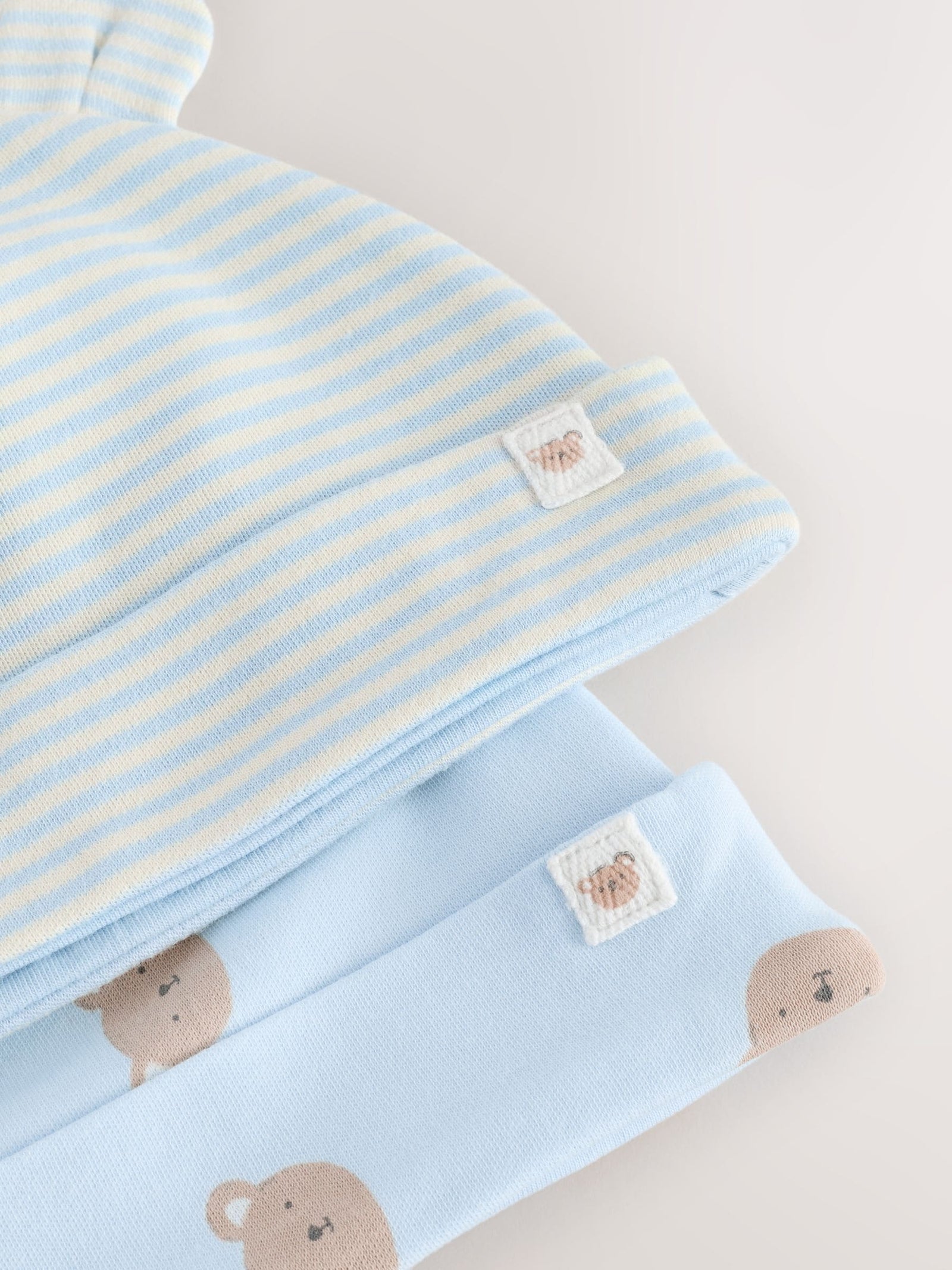 Blue Bear Baby Beanie and Bibs 4 Piece Set