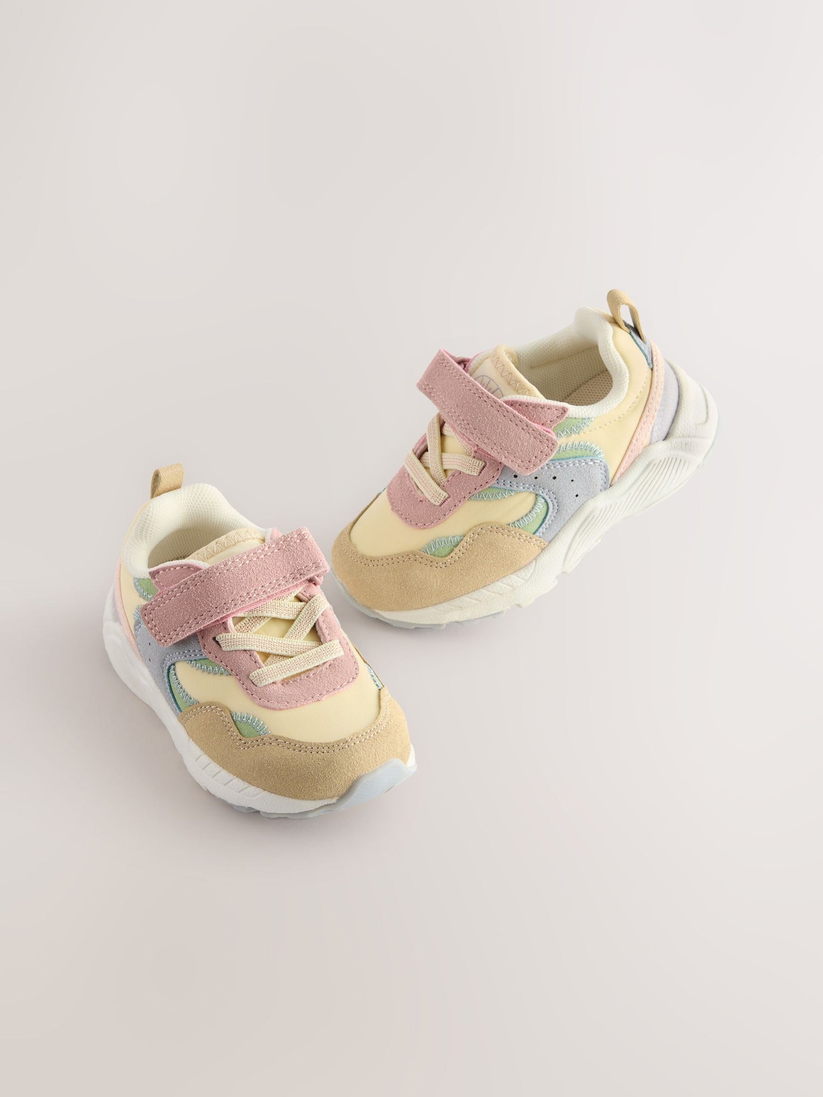 Multi Pastel Standard Fit (F) Elastic Lace Touch Fasten Trainers