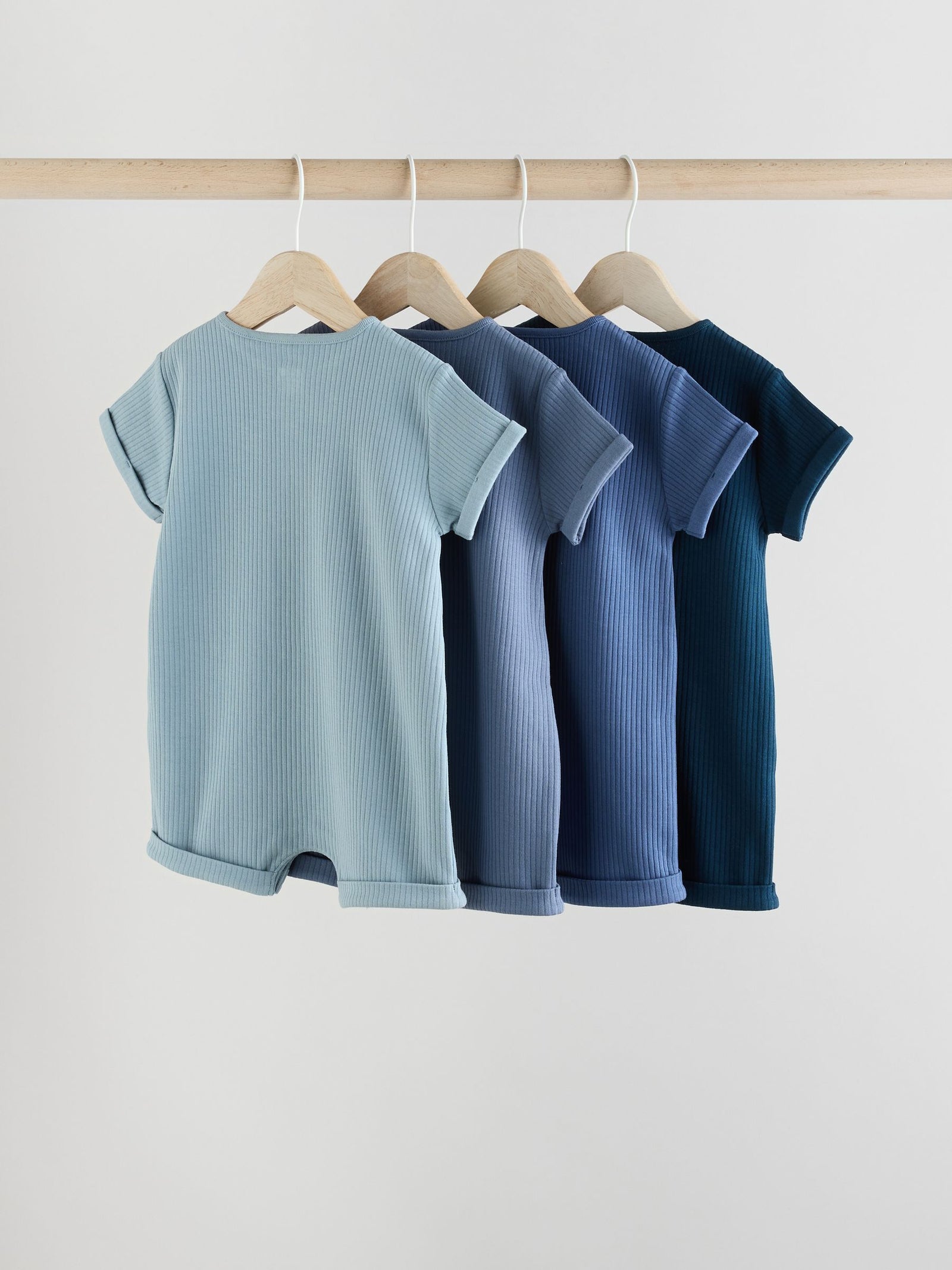 Blue Grandad Button Neck Baby Rompers 4 Pack