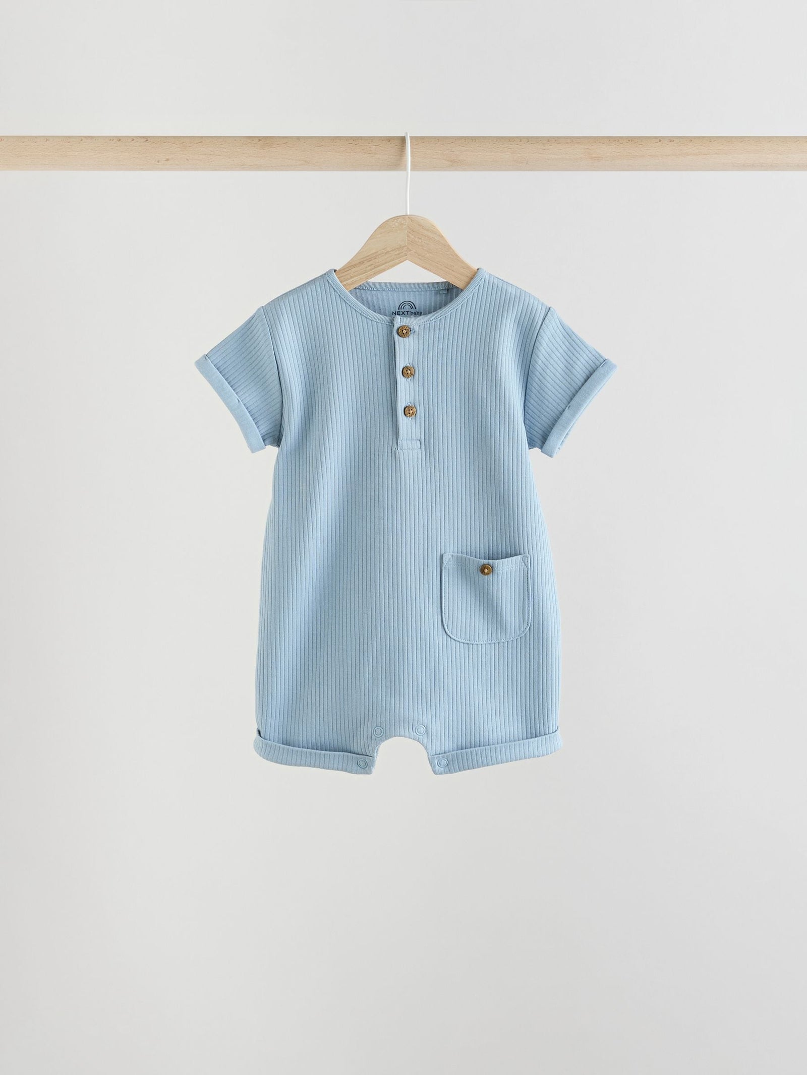 Blue Grandad Button Neck Baby Rompers 4 Pack