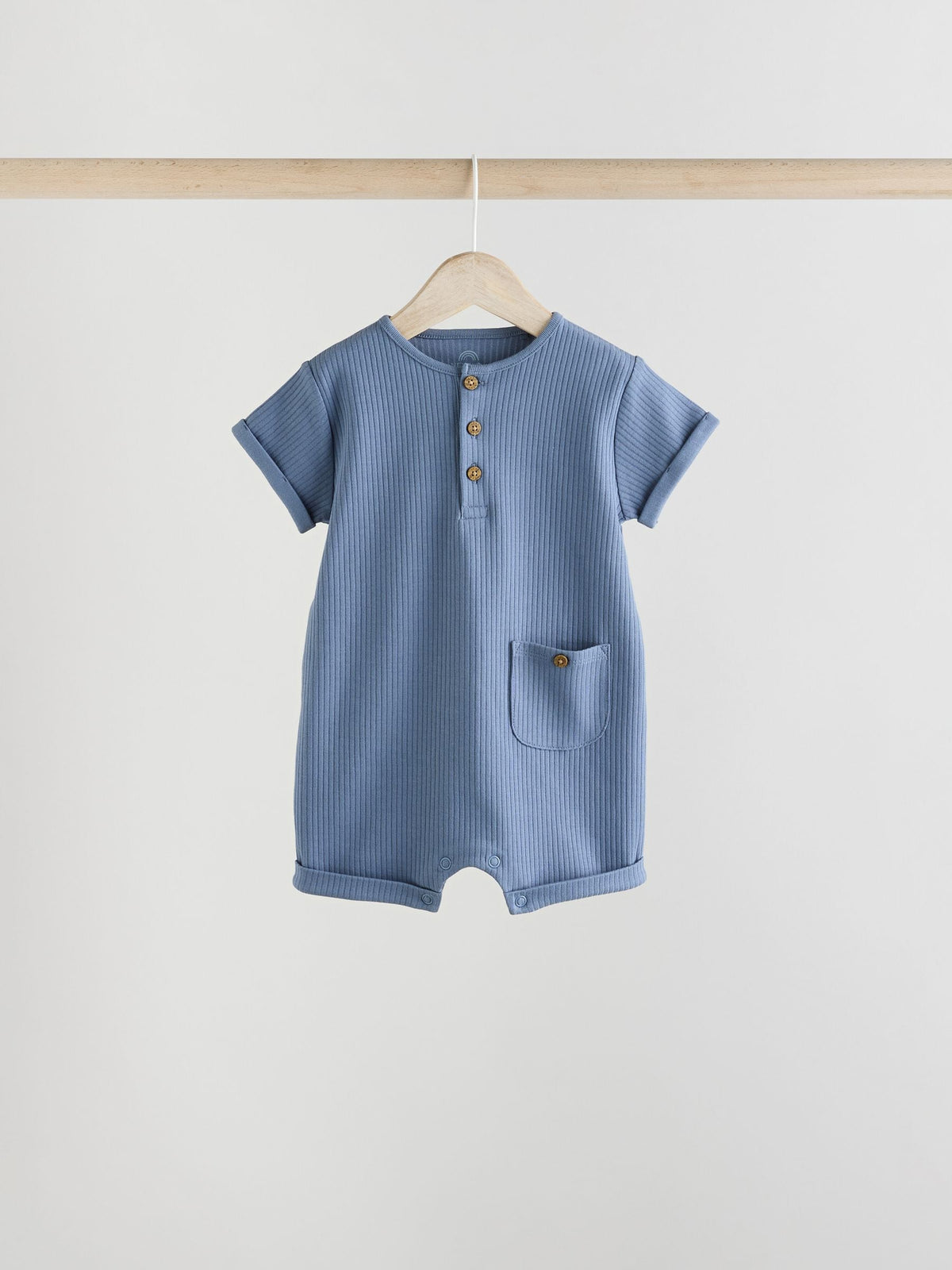 Blue Grandad Button Neck Baby Rompers 4 Pack