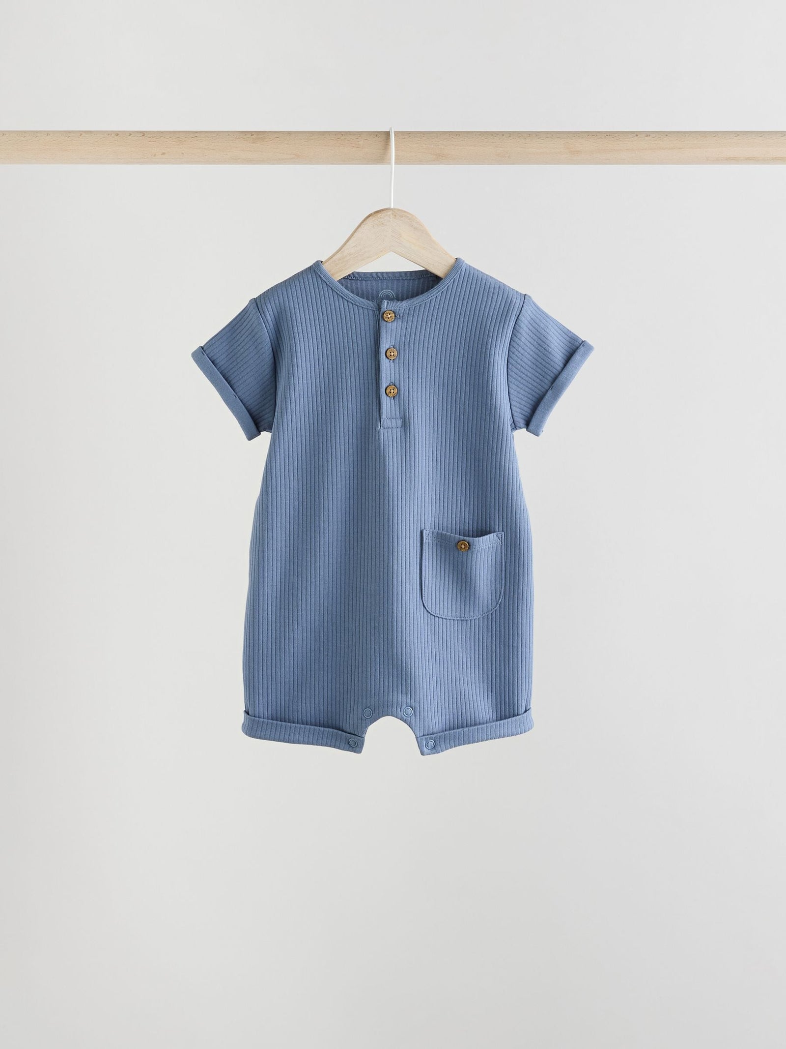Blue Grandad Button Neck Baby Rompers 4 Pack
