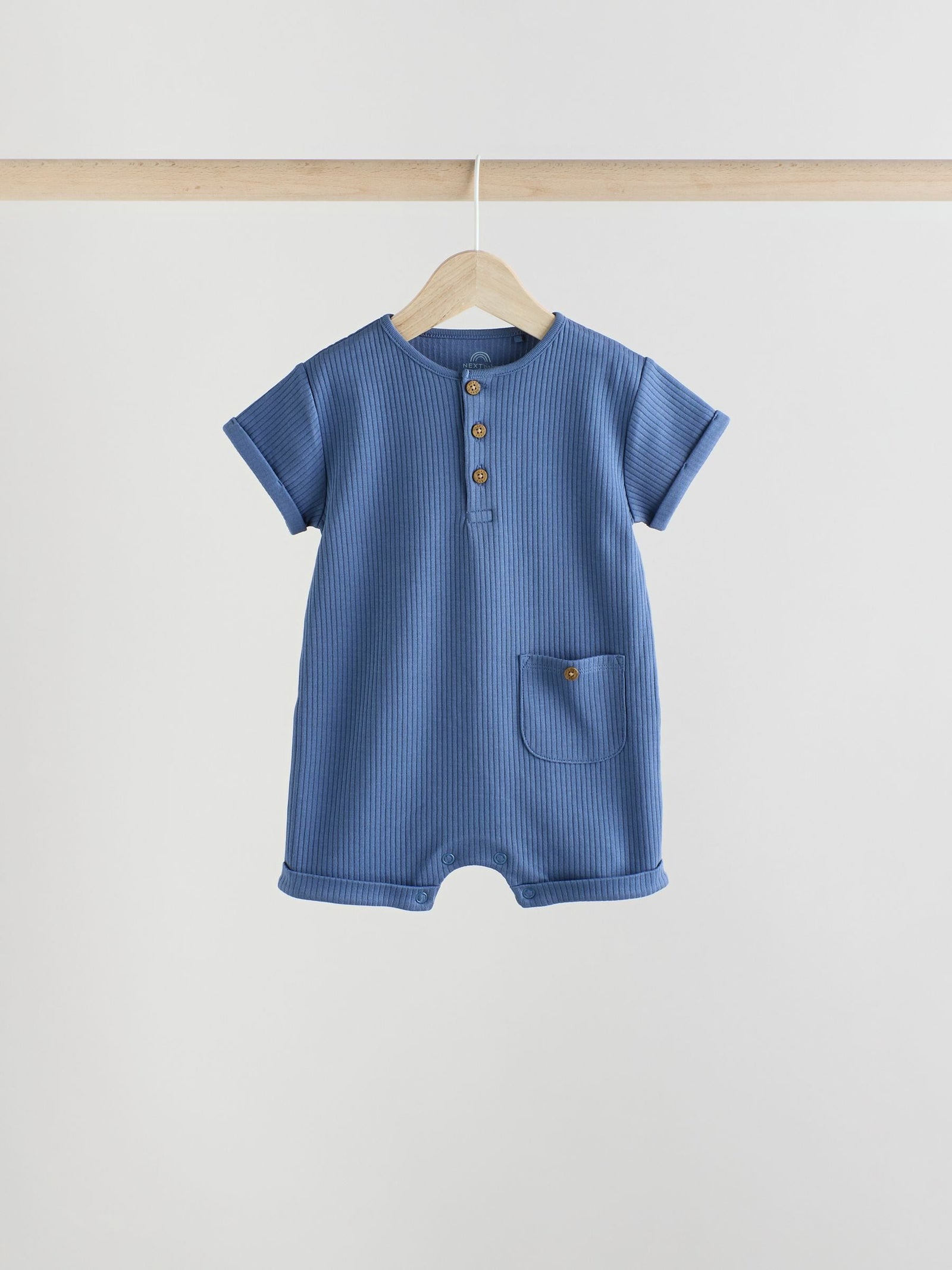 Blue Grandad Button Neck Baby Rompers 4 Pack