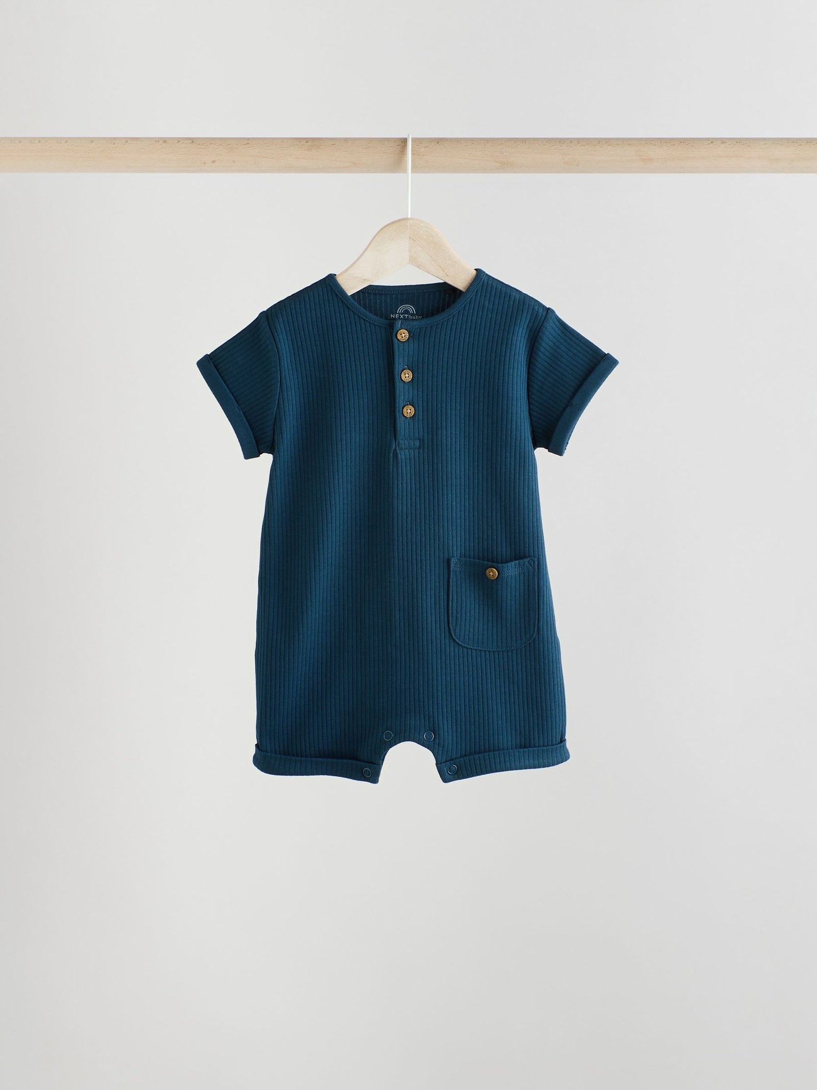 Blue Grandad Button Neck Baby Rompers 4 Pack