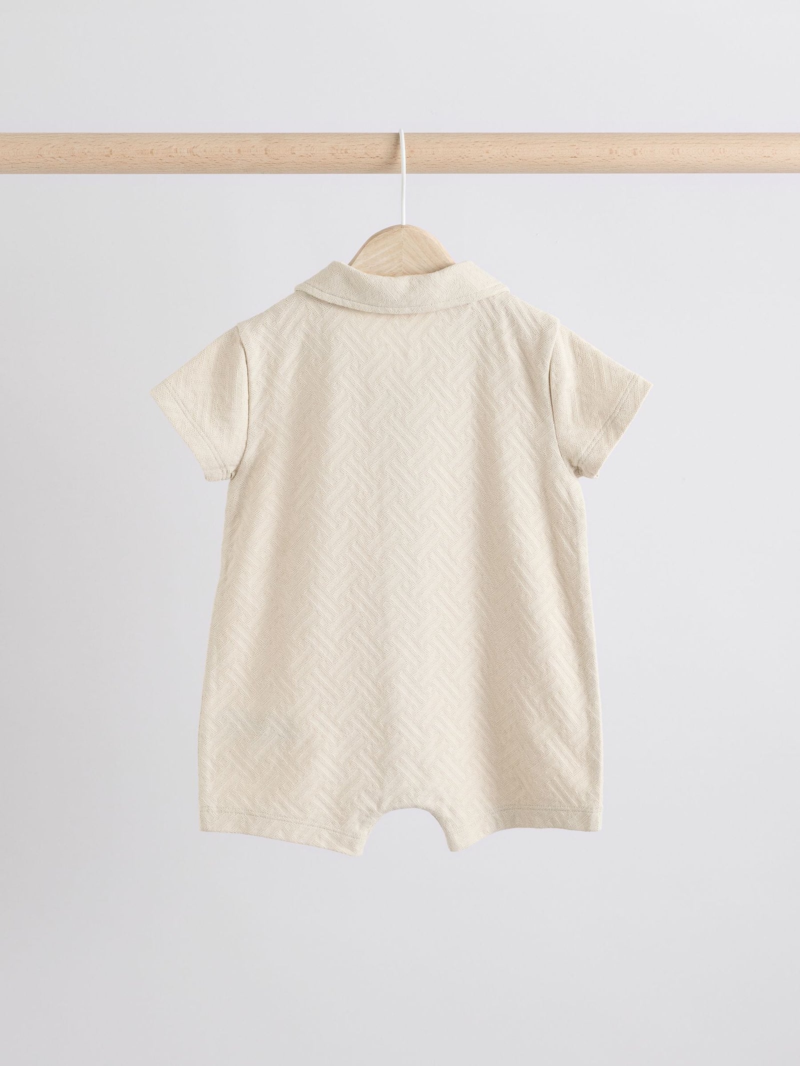 Neutral/Khaki Textured Baby Rompers 2 Pack