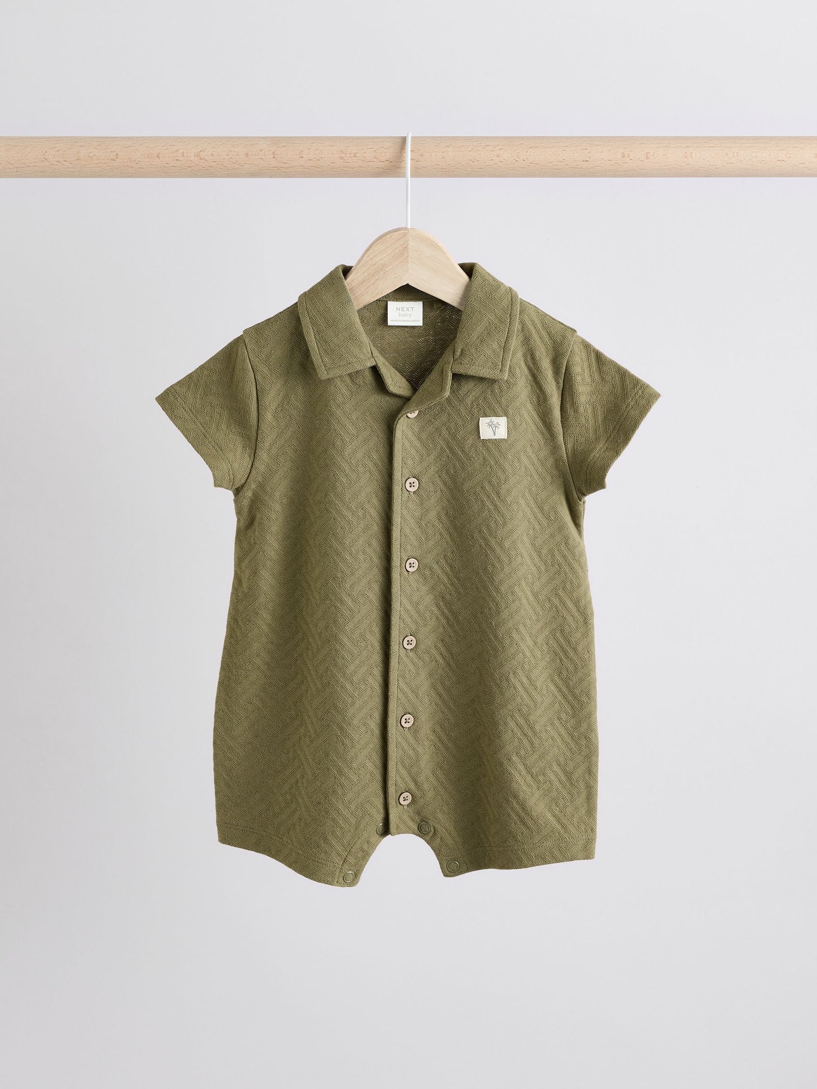 Neutral/Khaki Textured Baby Rompers 2 Pack