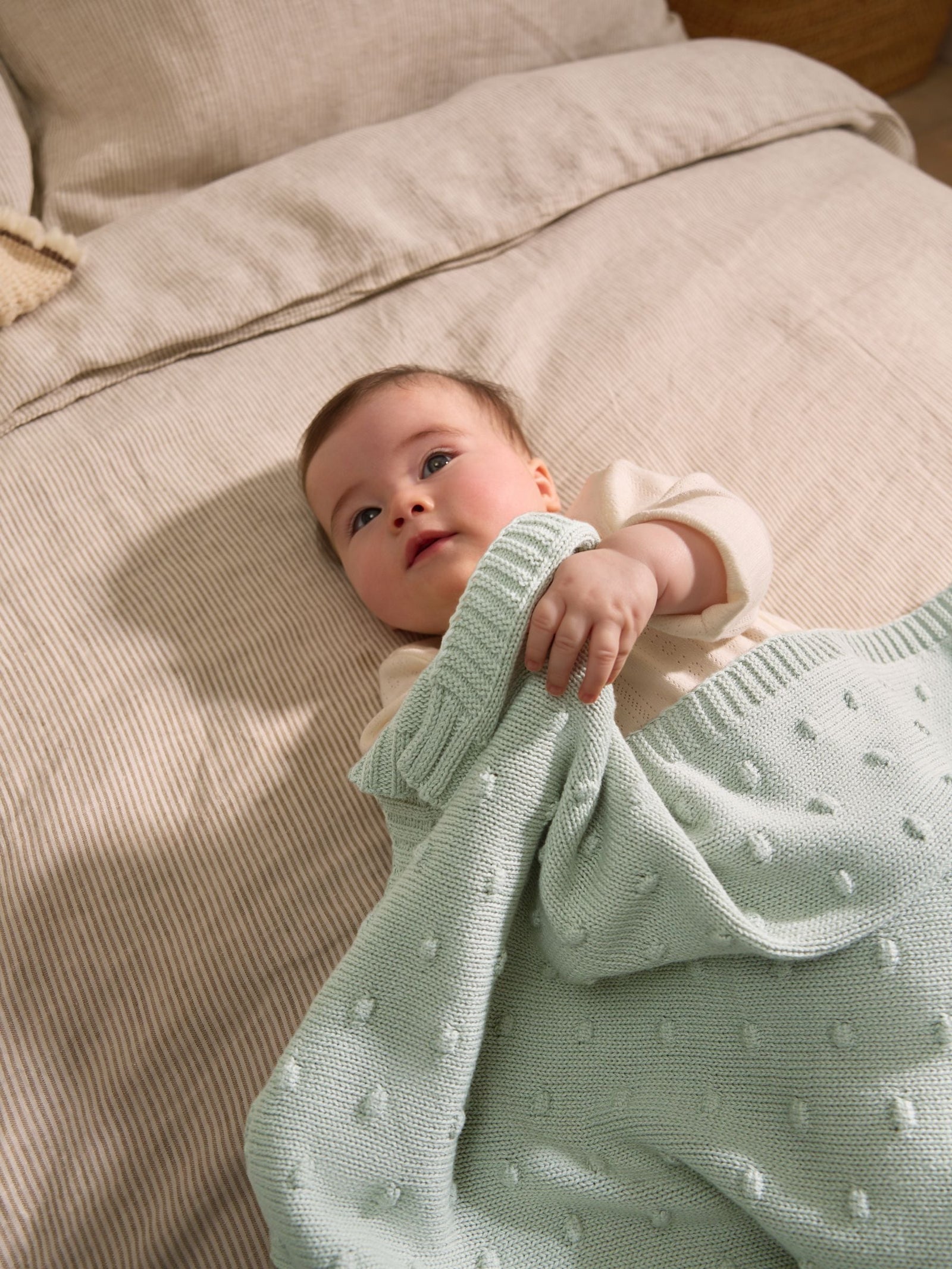 Sage Green Baby Bobble Blanket