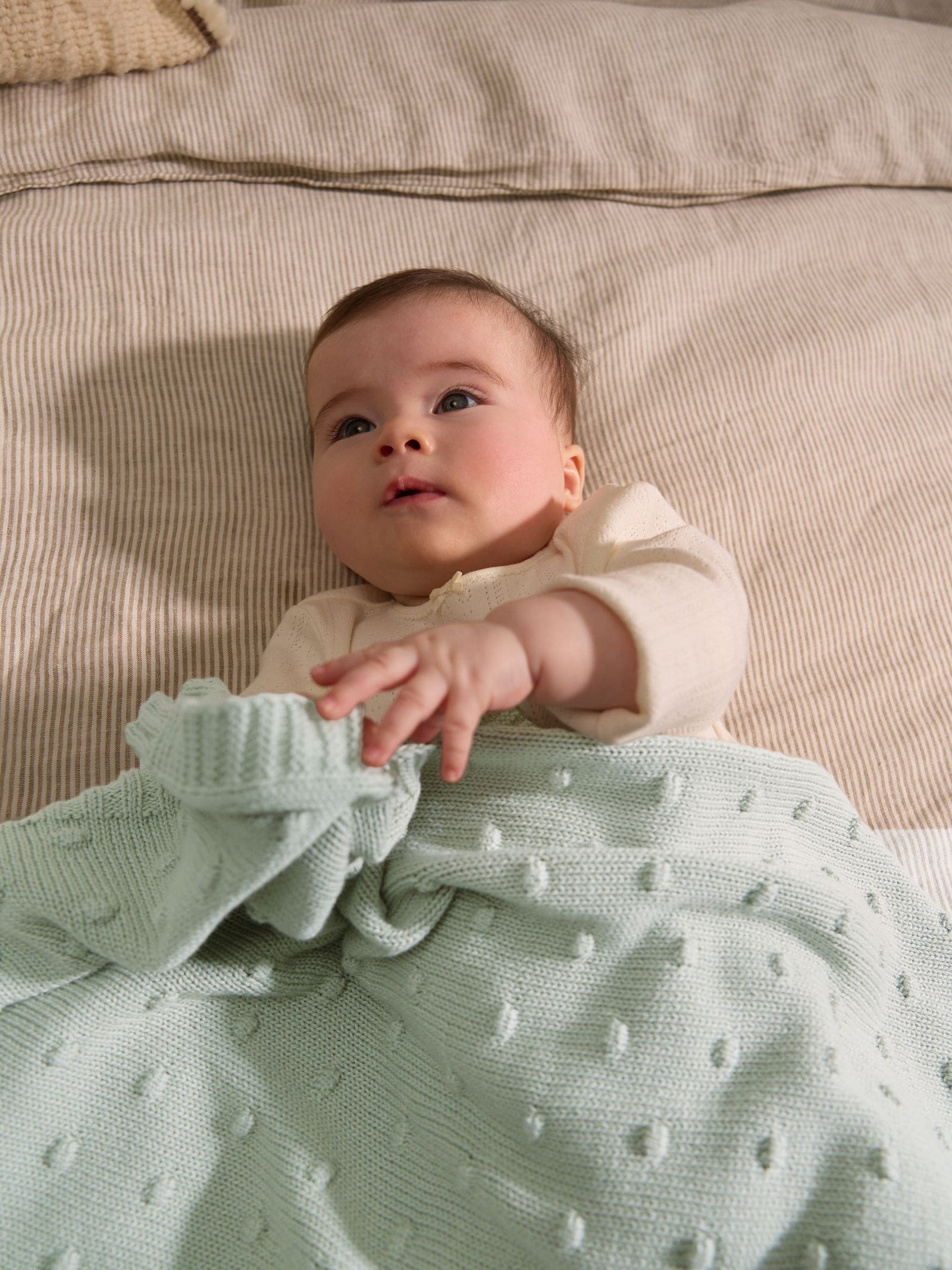 Sage Green Baby Bobble Blanket