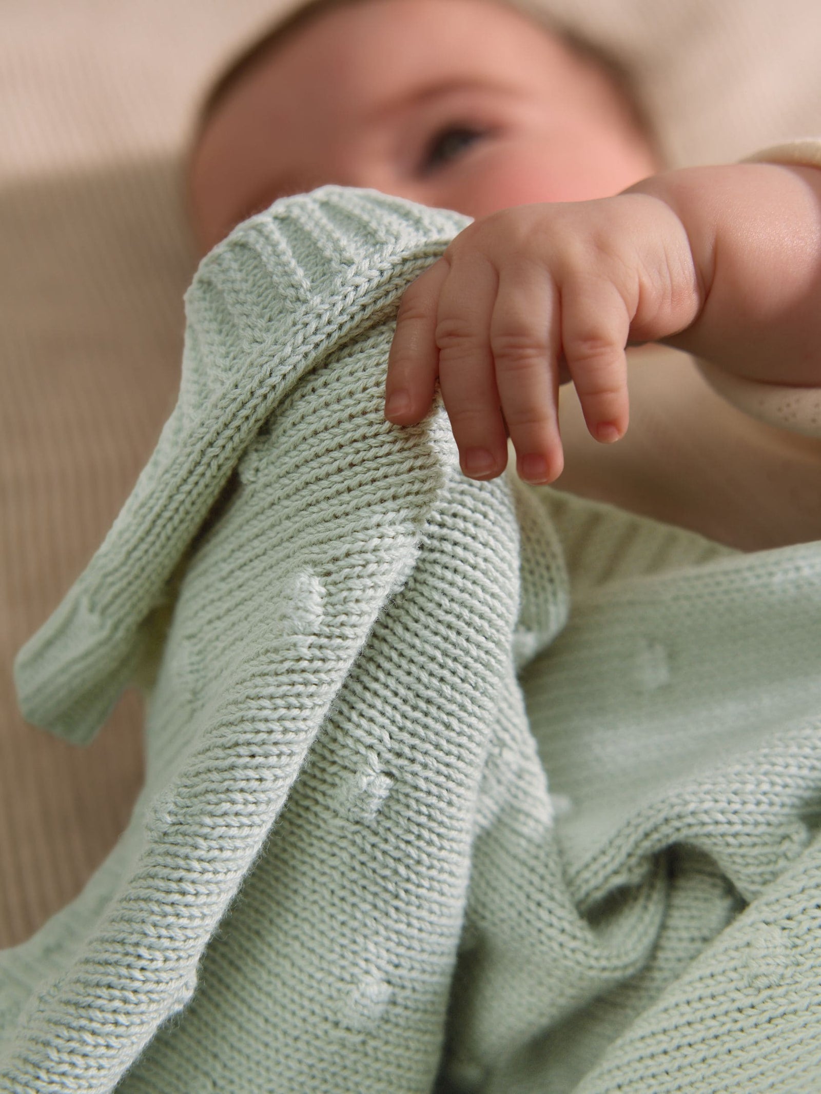 Sage Green Baby Bobble Blanket