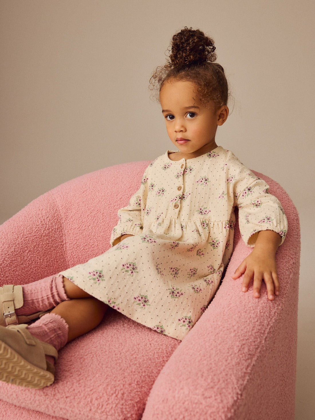 Neutral Long Sleeve Jersey Dress (3mths-7yrs)