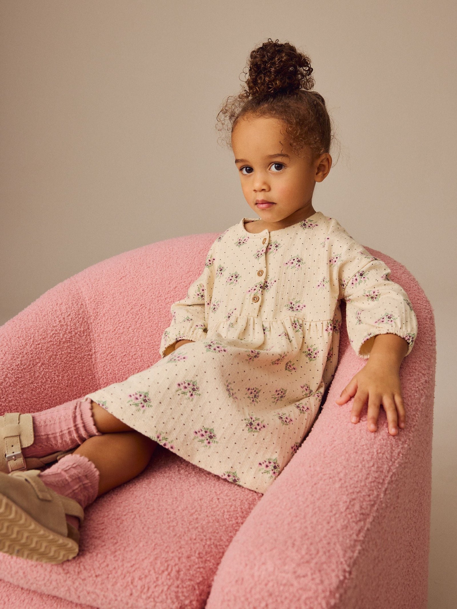 Neutral Long Sleeve Jersey Dress (3mths-7yrs)