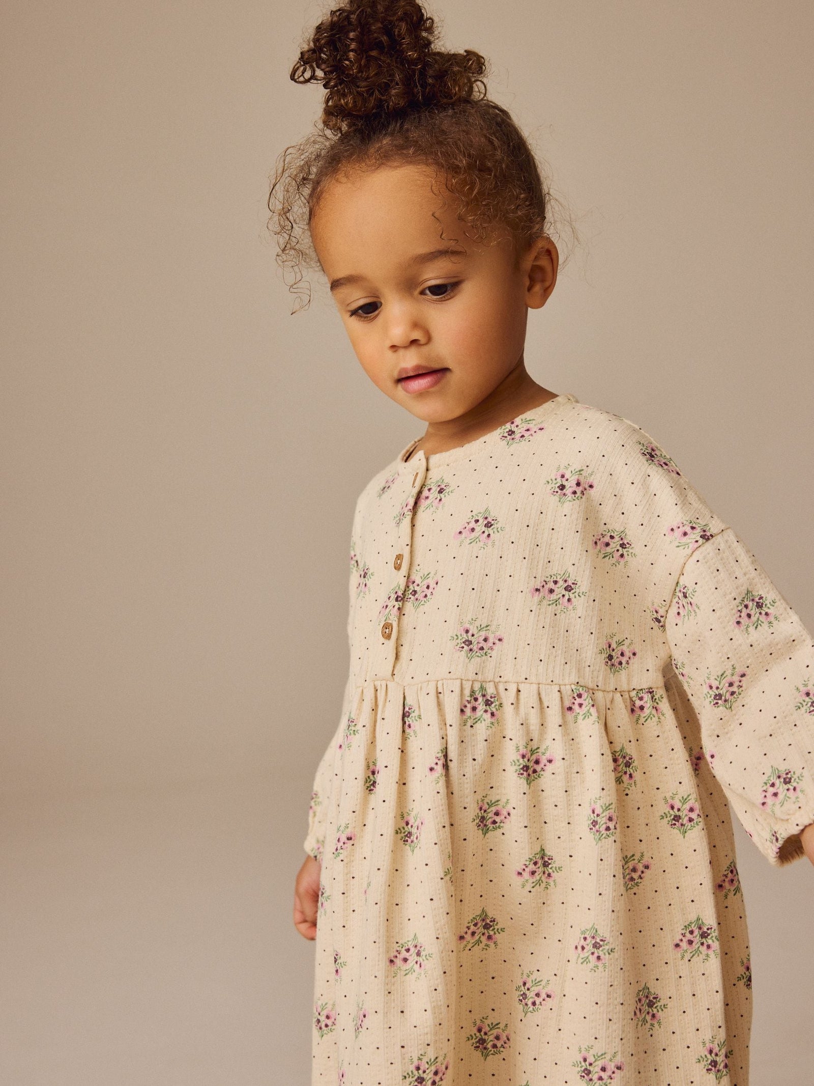 Neutral Long Sleeve Jersey Dress (3mths-7yrs)