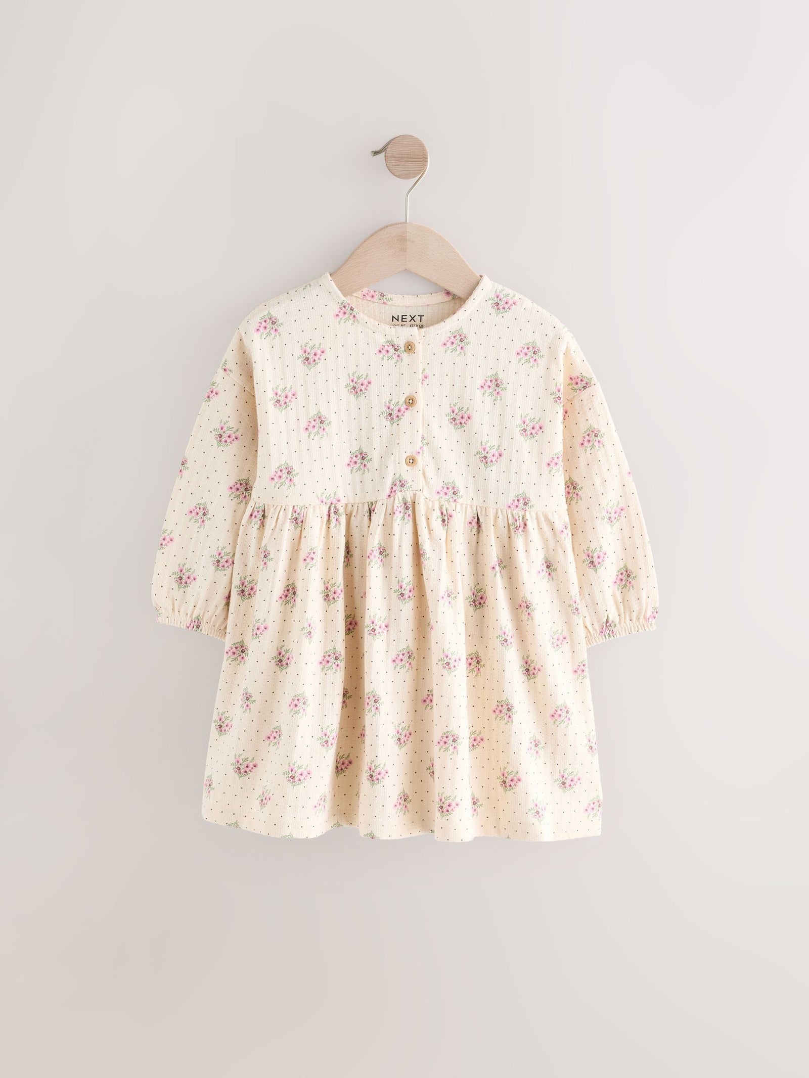Neutral Long Sleeve Jersey Dress (3mths-7yrs)